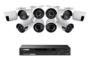1080p Camera System with 10 Outdoor Cameras - 4 Wide Angle Cameras, 160 Degree View and 6 Bullet Security Cameras