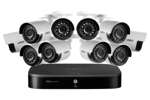 1080p HD 16-Channel Security System with Ten 1080p HD Weatherproof Bullet Security Camera, Advanced Motion Detection and Smart Home Voice Control