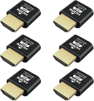 2K QHD HDMI Dummy Plug Virtual Monitor Display Emulator Compatible with Windows, Mac OS, Linux Support 1920x1080P@60HZ Multiple Resolutions(6 Pack)