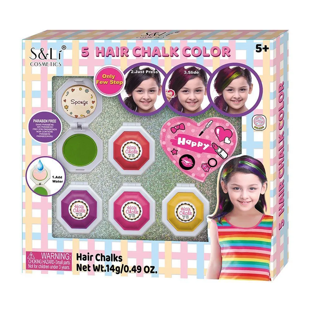 5 Hair Chalk Color Set - 5  Ages - Paraben Free - For Girls
