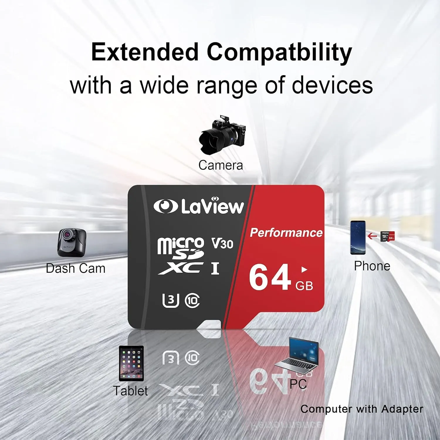64GB Micro SD Card, Micro SDXC UHS-I Memory Card