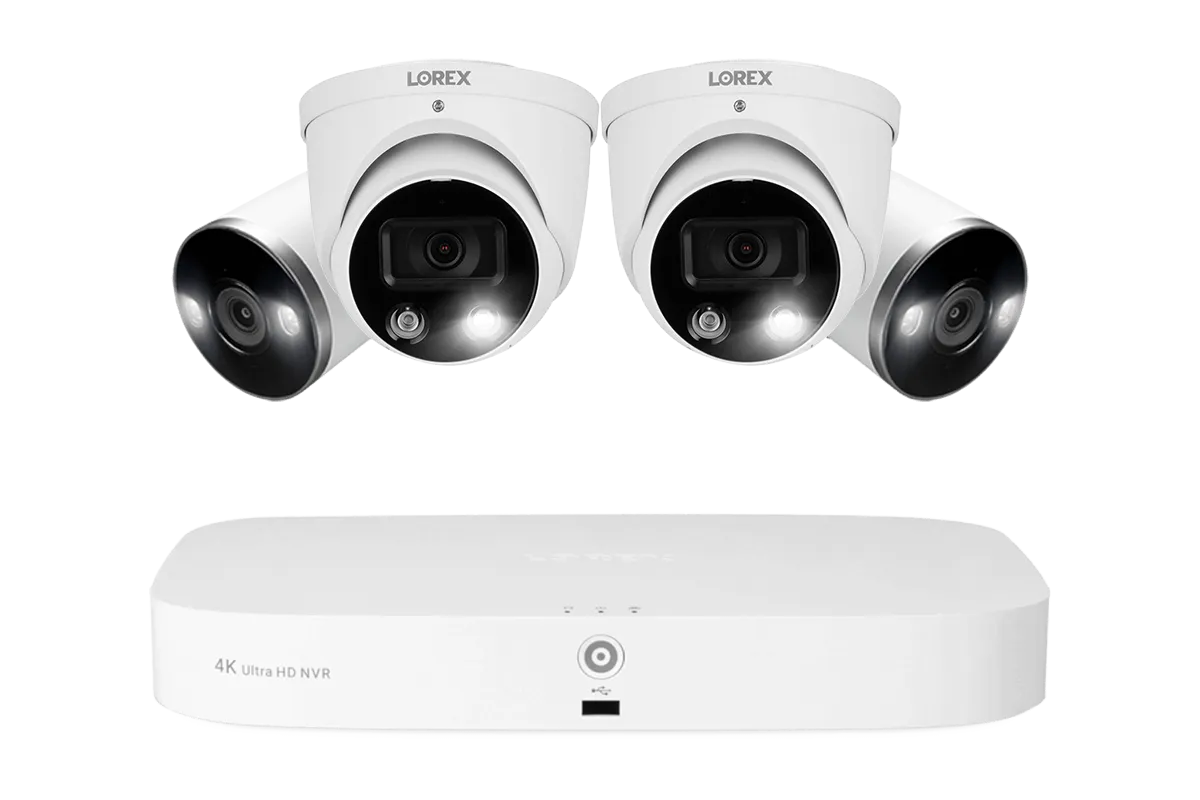 8-Channel Fusion NVR System with Dome and Bullet Smart Deterrence 4K IP Cameras
