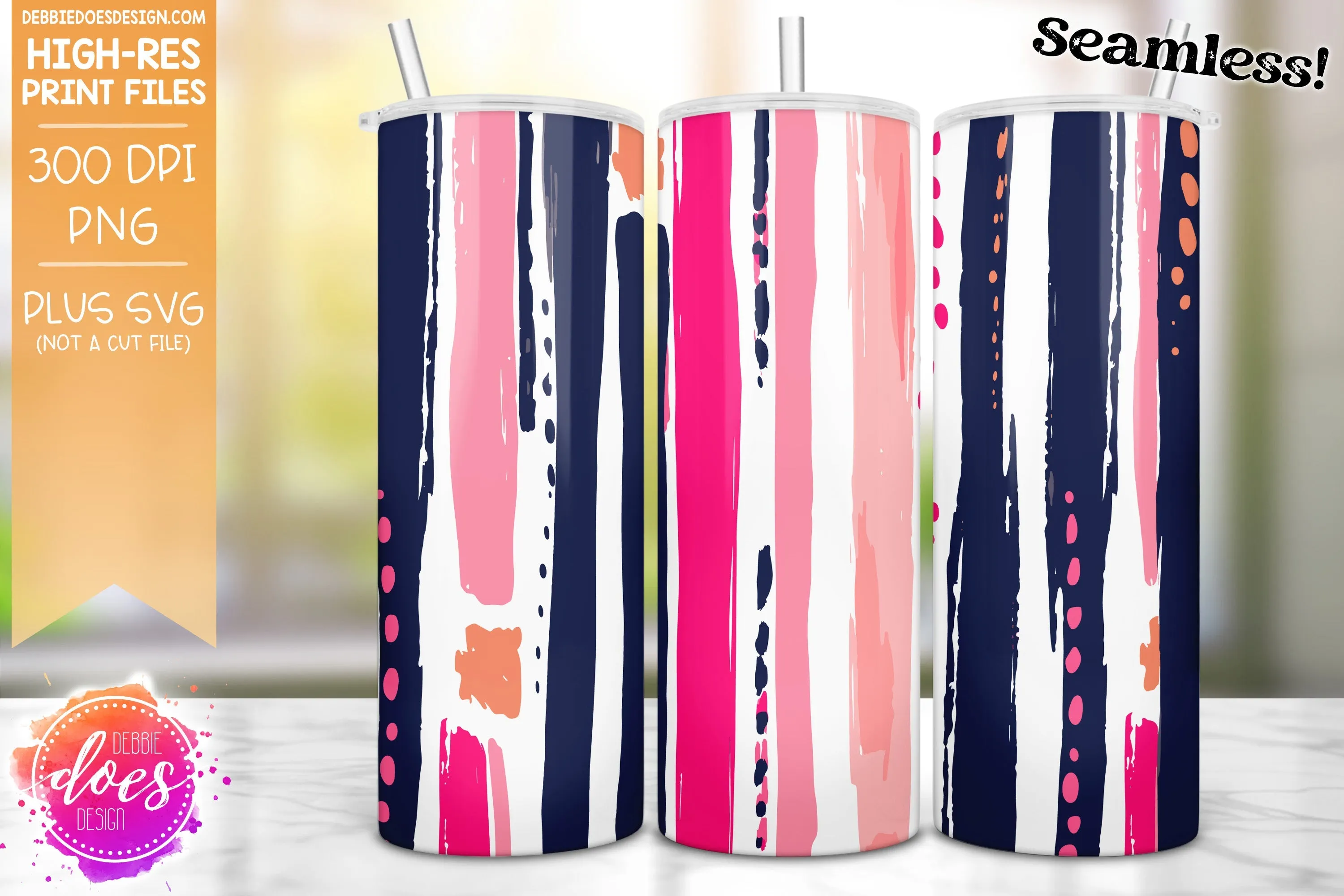 Abstract Stripes Seamless Tumbler - 4 - Sublimation/Printable Design