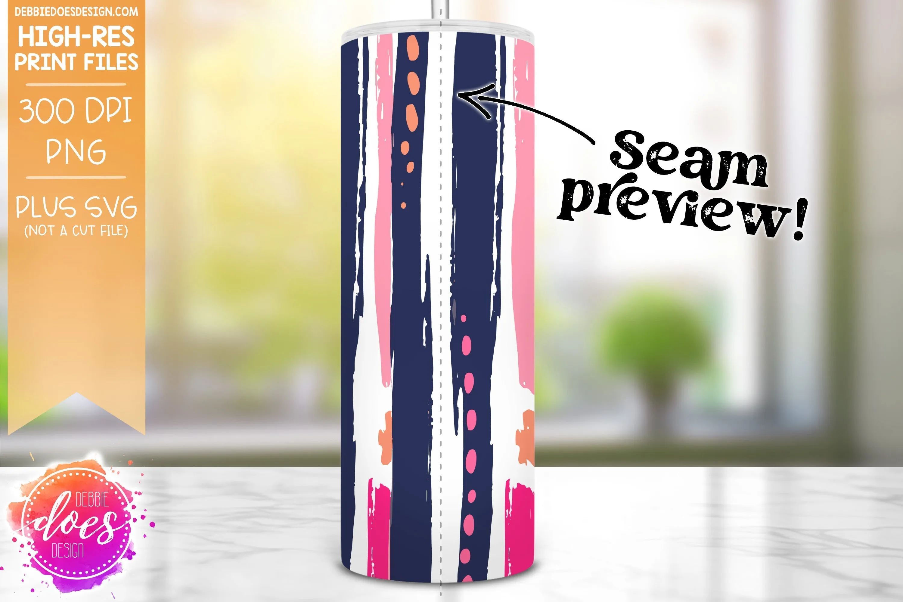 Abstract Stripes Seamless Tumbler - 4 - Sublimation/Printable Design