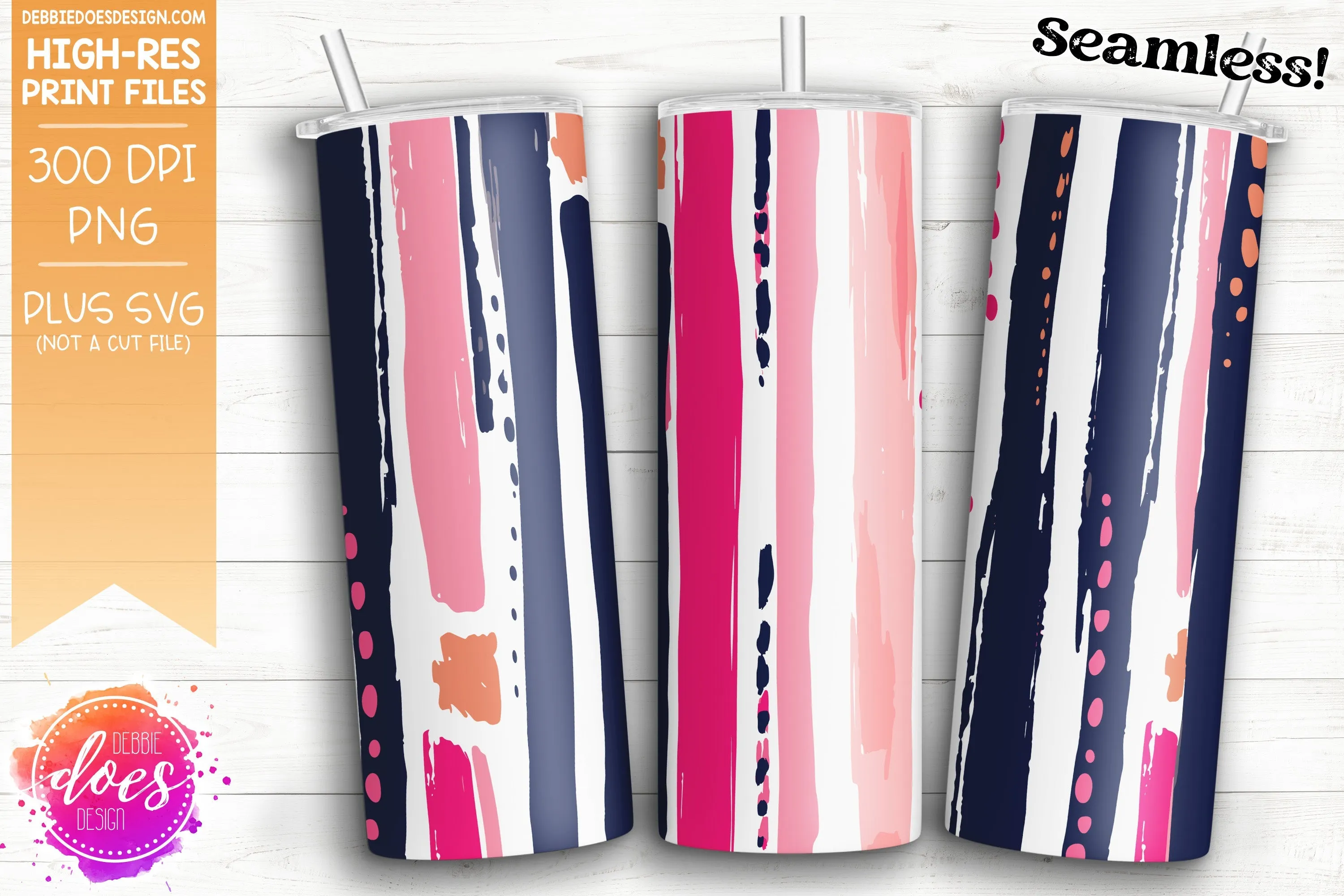 Abstract Stripes Seamless Tumbler - 4 - Sublimation/Printable Design