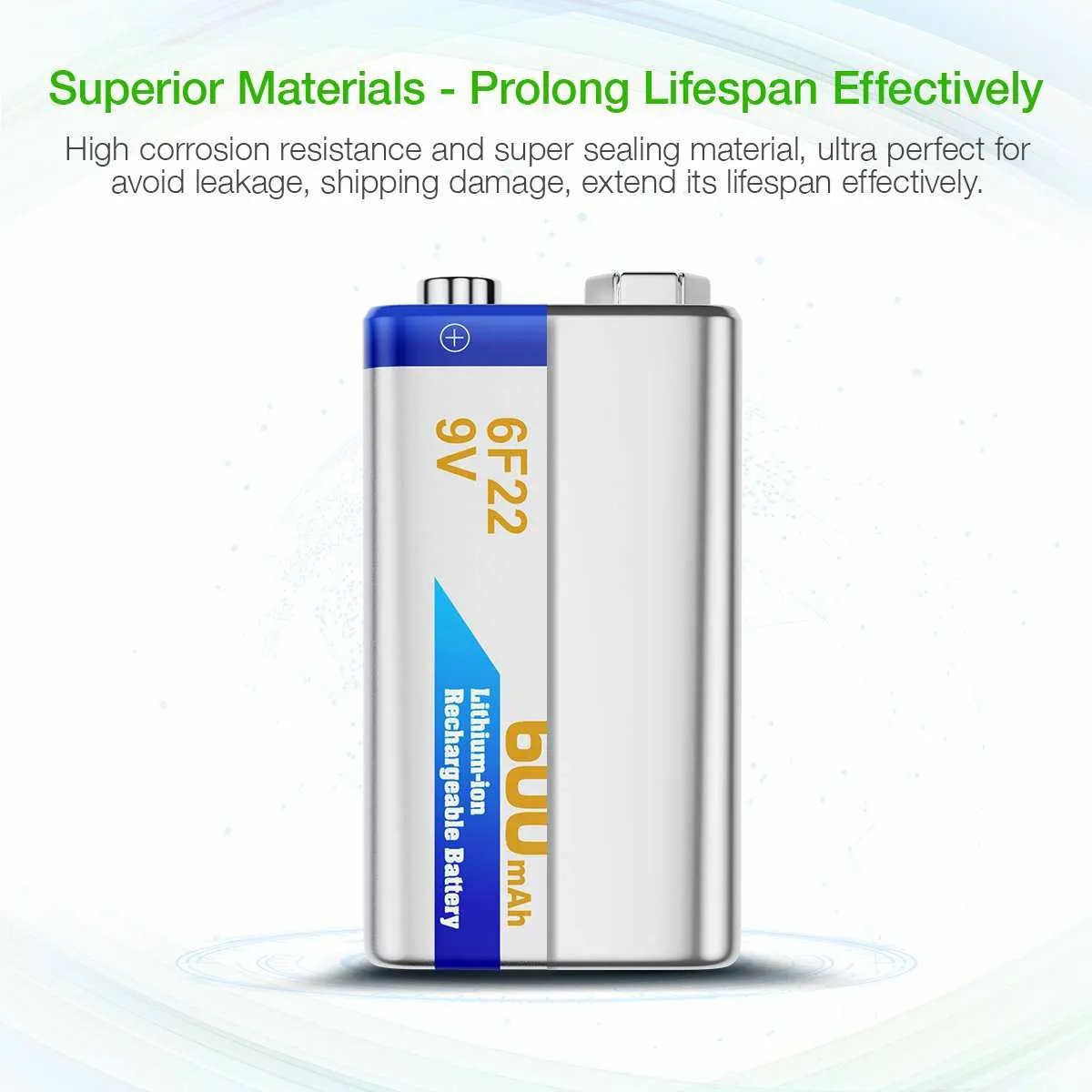 EBL 9V Li-ion Rechargeable Batteries 600mAh