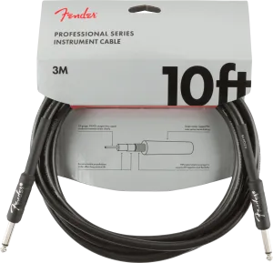 Fender Professional Series Instrument Cable 10 Foot Straight Black