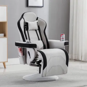 Gaming Recliner, Best Reclining Gaming Chair Racing Style with Cup Holder, Adjustable Headrest & Lumbar Support, Gray