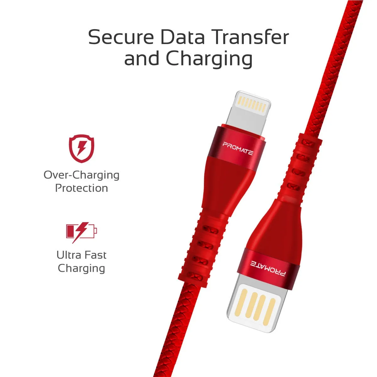 High-Speed Fast Charging Syncing 2A Lightning Connector Cable with 1.2m Tangle Free Cord