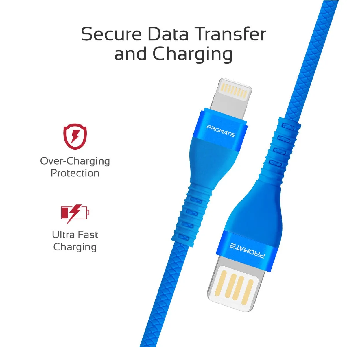 High-Speed Fast Charging Syncing 2A Lightning Connector Cable with 1.2m Tangle Free Cord