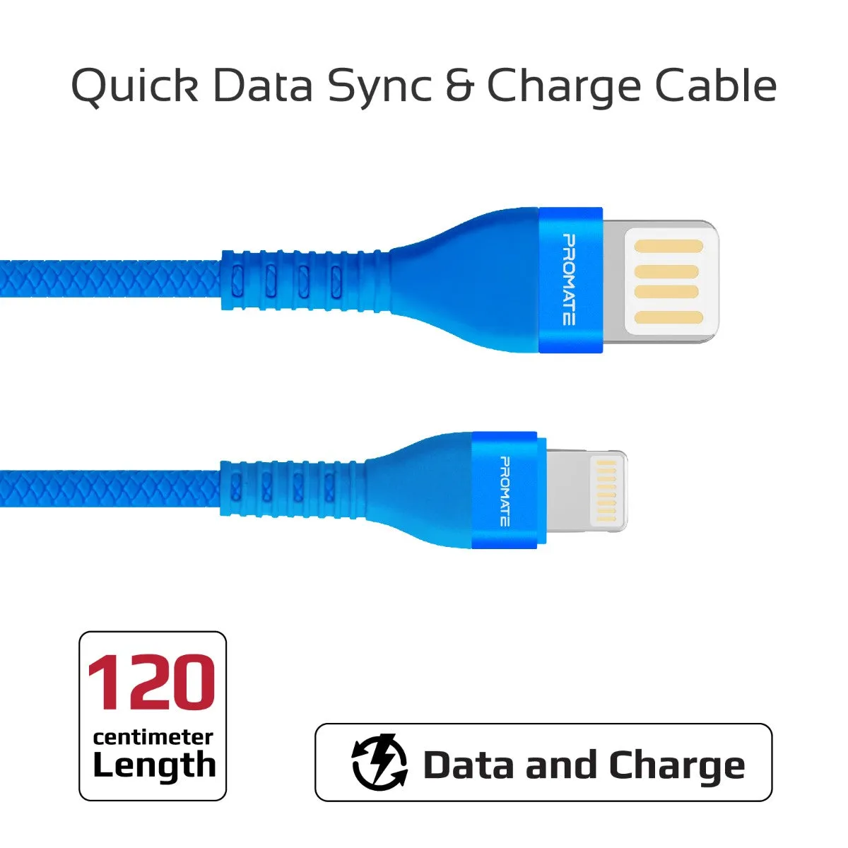 High-Speed Fast Charging Syncing 2A Lightning Connector Cable with 1.2m Tangle Free Cord