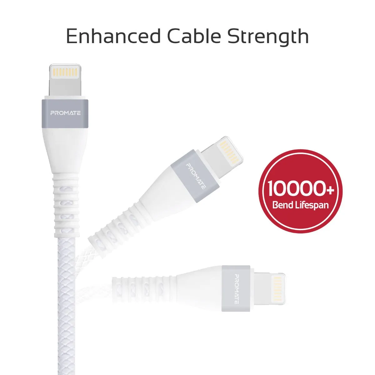 High-Speed Fast Charging Syncing 2A Lightning Connector Cable with 1.2m Tangle Free Cord