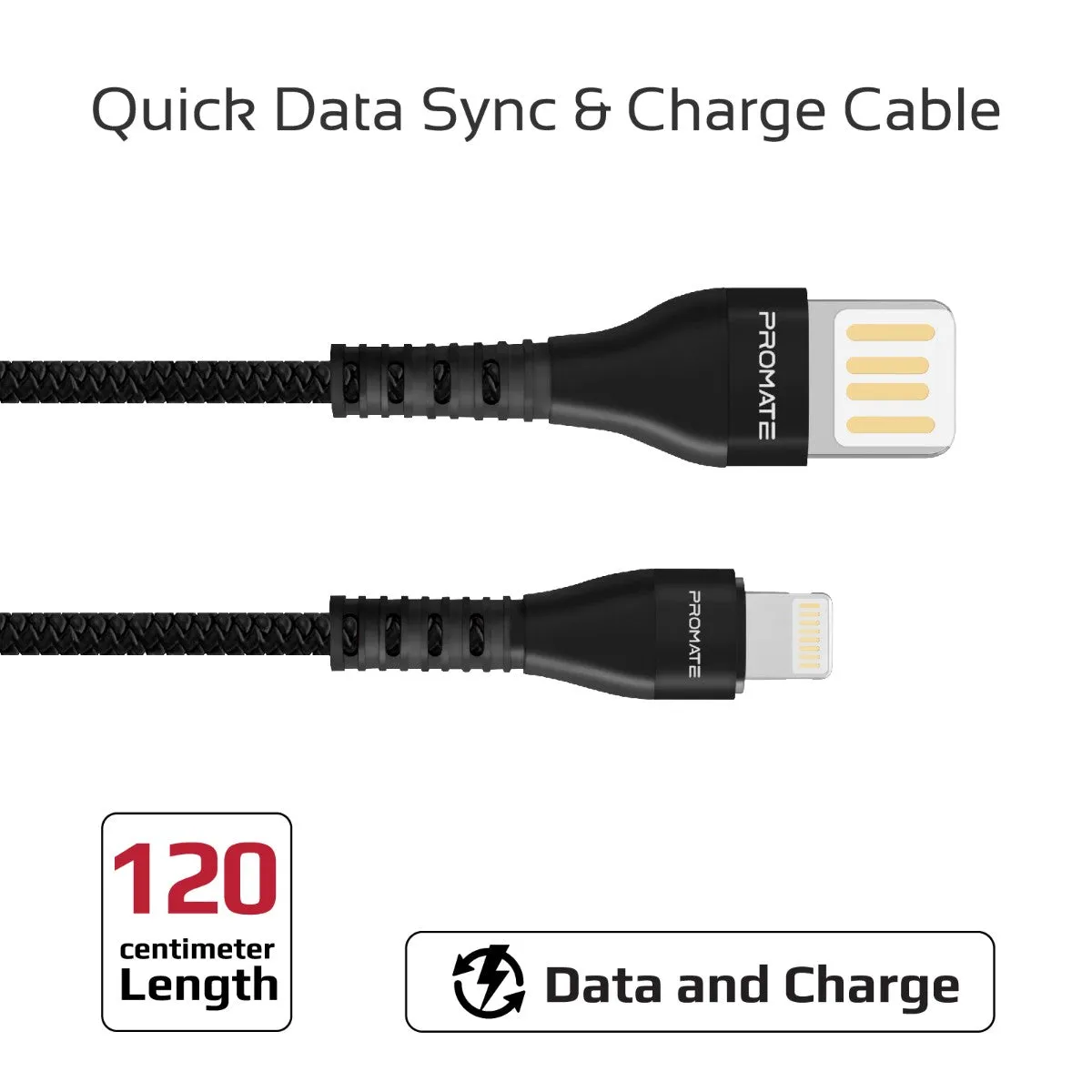 High-Speed Fast Charging Syncing 2A Lightning Connector Cable with 1.2m Tangle Free Cord