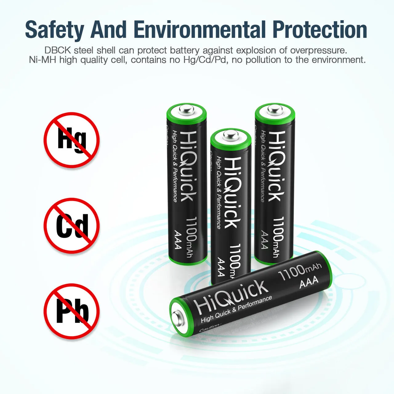 HiQuick AAA Rechargeable Batteries 1100mAh 1.2V