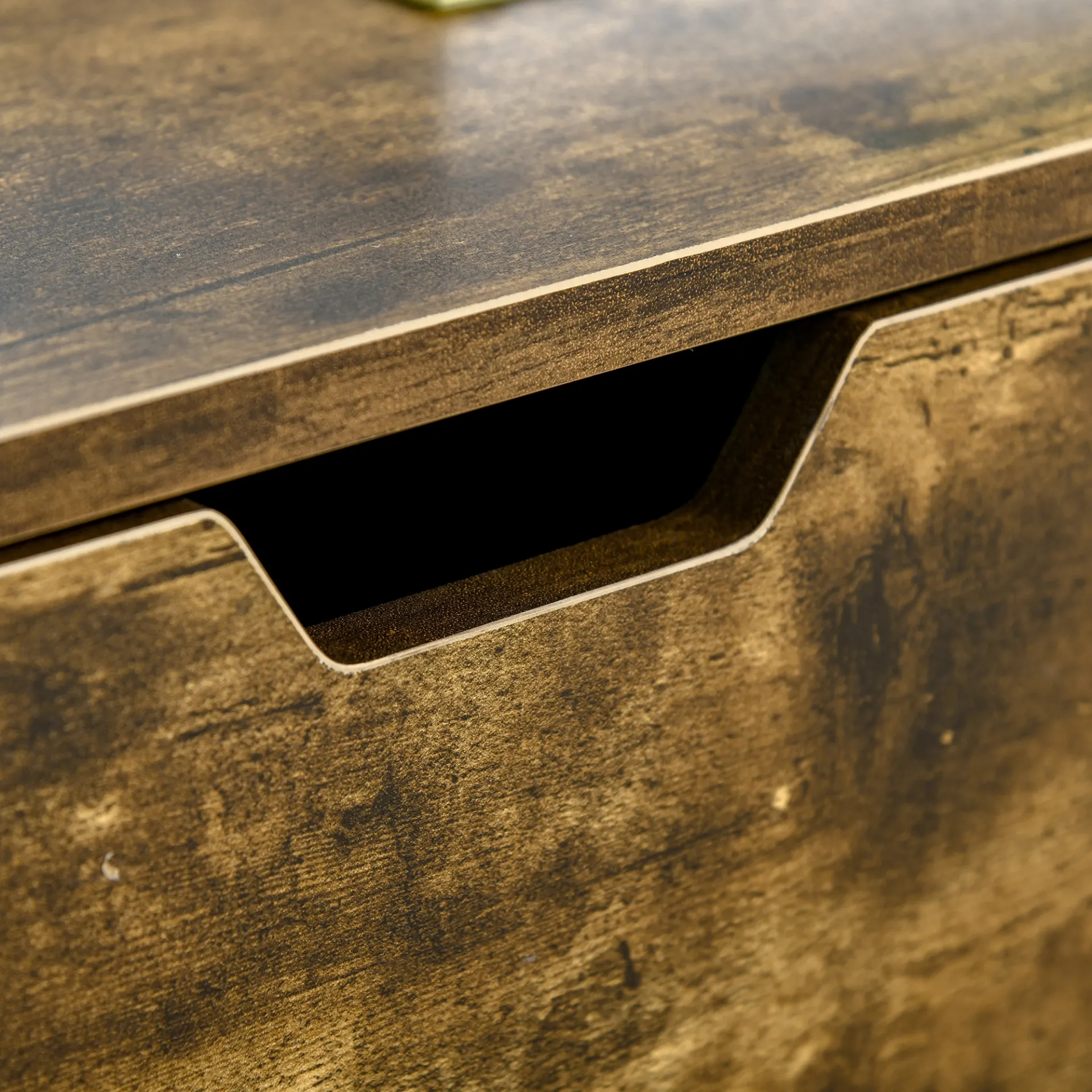 HOMCOM Industrial Coffee Table | Wooden End Table with Shelf and Drawer