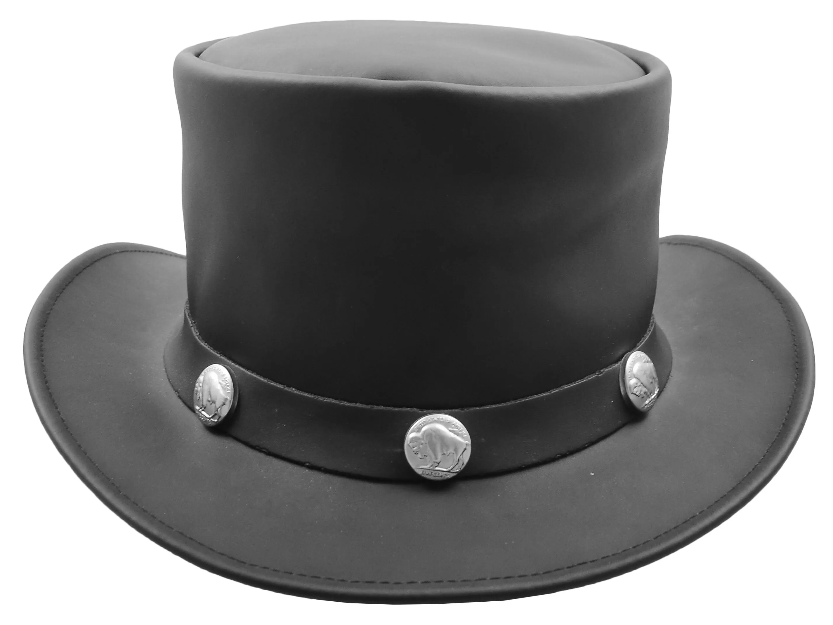 Leather Durable Cowhide Top Hat Caps Loxton Black