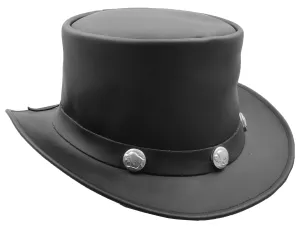 Leather Durable Cowhide Top Hat Caps Loxton Black