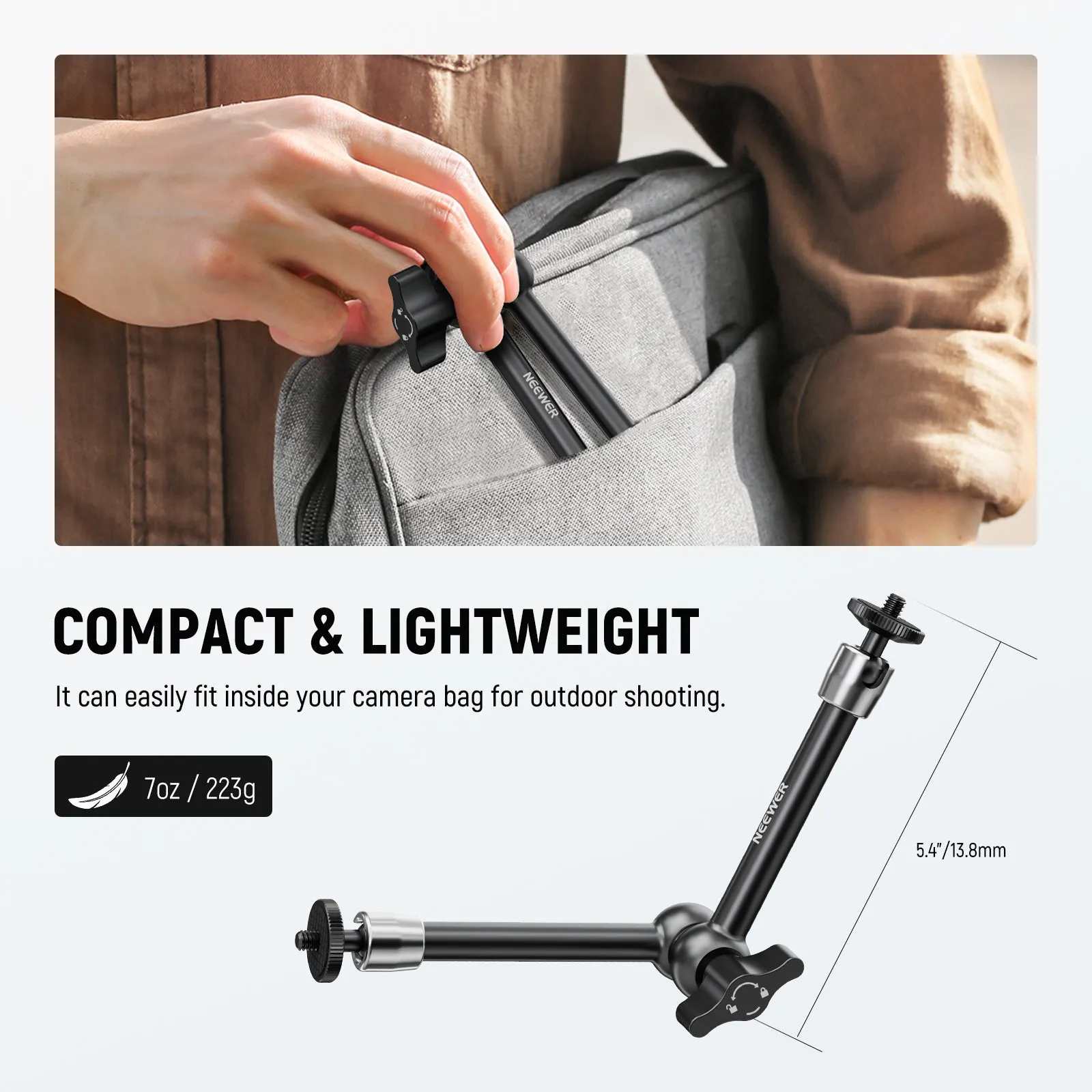 NEEWER ST08 9.8"/25cm Aluminum Alloy Magic Arm