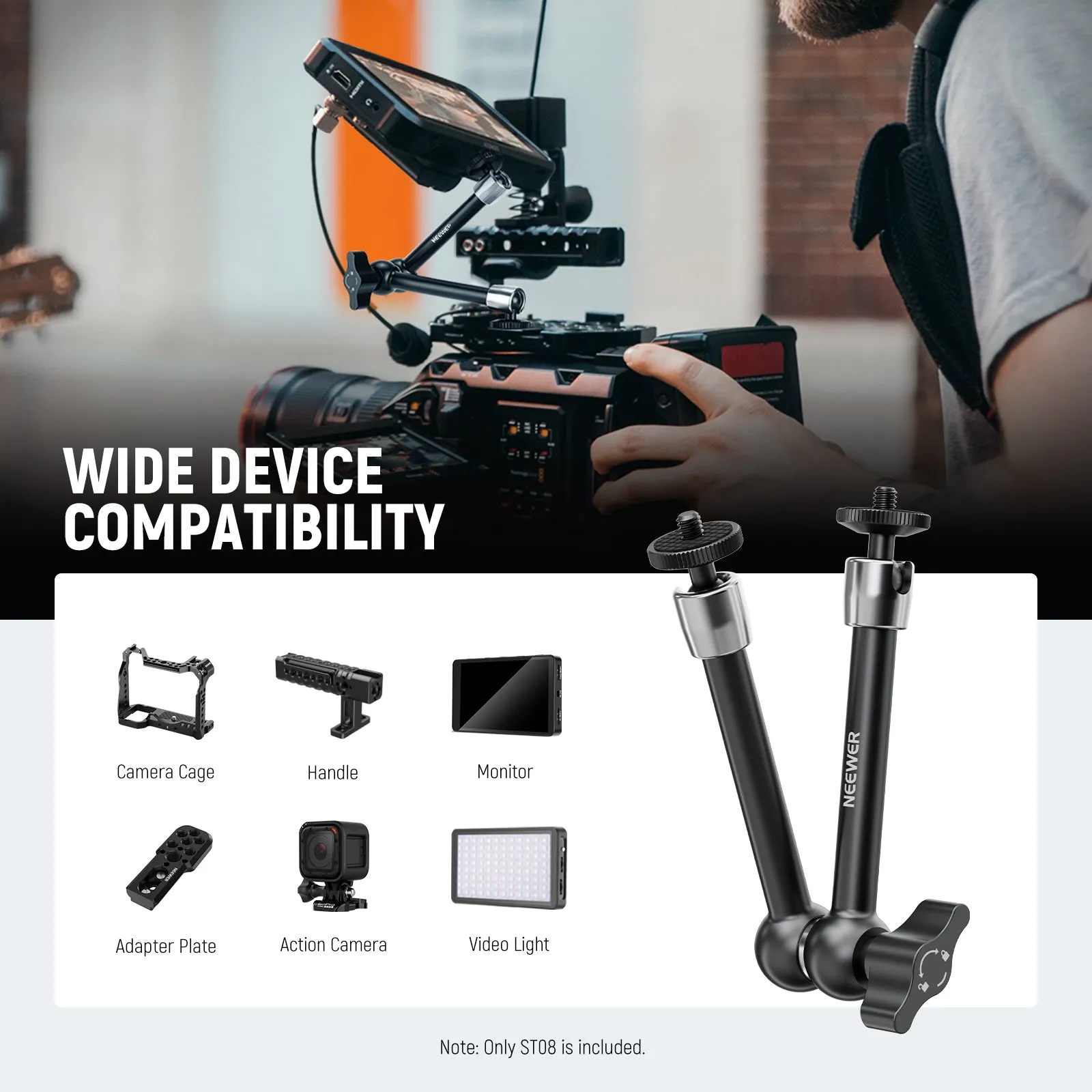 NEEWER ST08 9.8"/25cm Aluminum Alloy Magic Arm