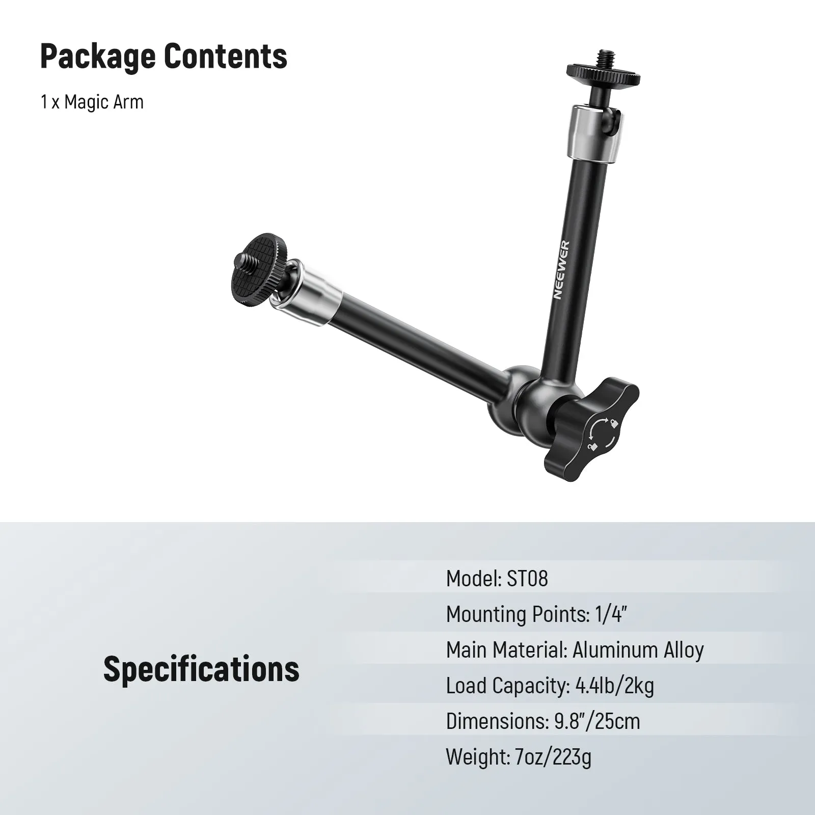 NEEWER ST08 9.8"/25cm Aluminum Alloy Magic Arm