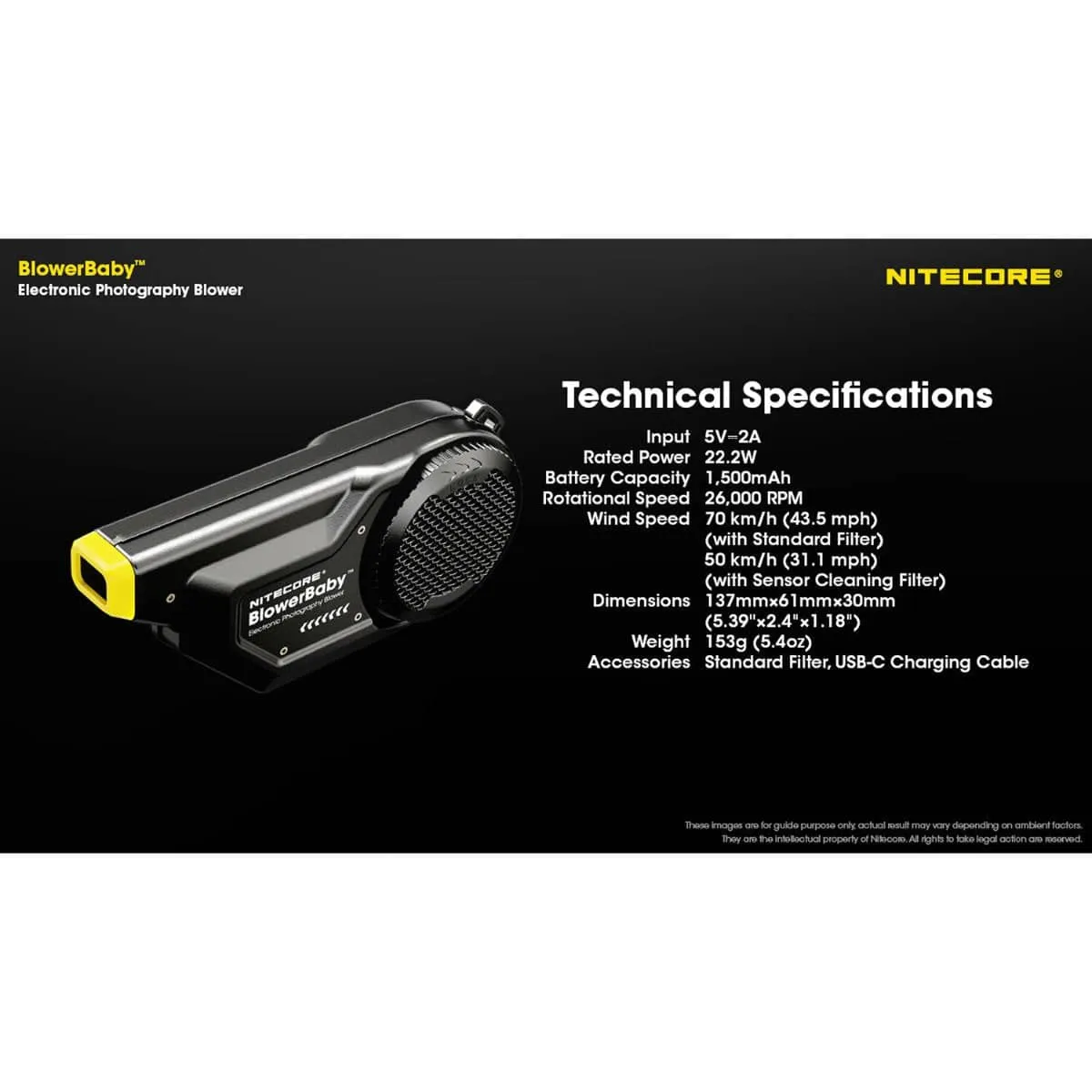 Nitecore BlowerBaby Rechargeable Cleaning Blower for Cameras & Electronics