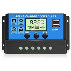[Upgraded] 30A Solar Charge Controller, 12V/ 24V Solar Panel Regulator with Adjustable LCD Display Dual USB Port Timer Setting PWM Auto Parameter