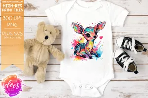 Valentine Doodle Animals - Baby Deer 2 - Design Element