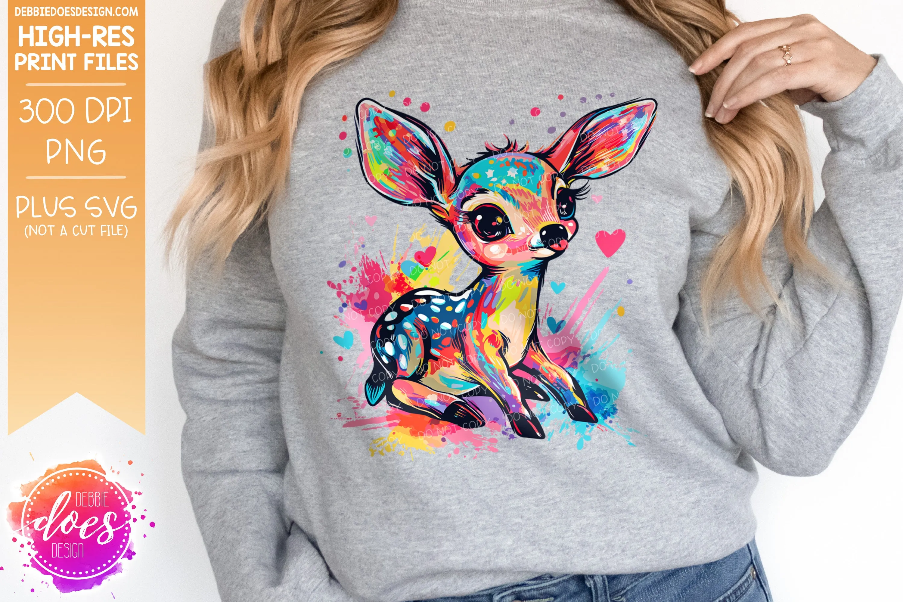Valentine Doodle Animals - Baby Deer 2 - Design Element