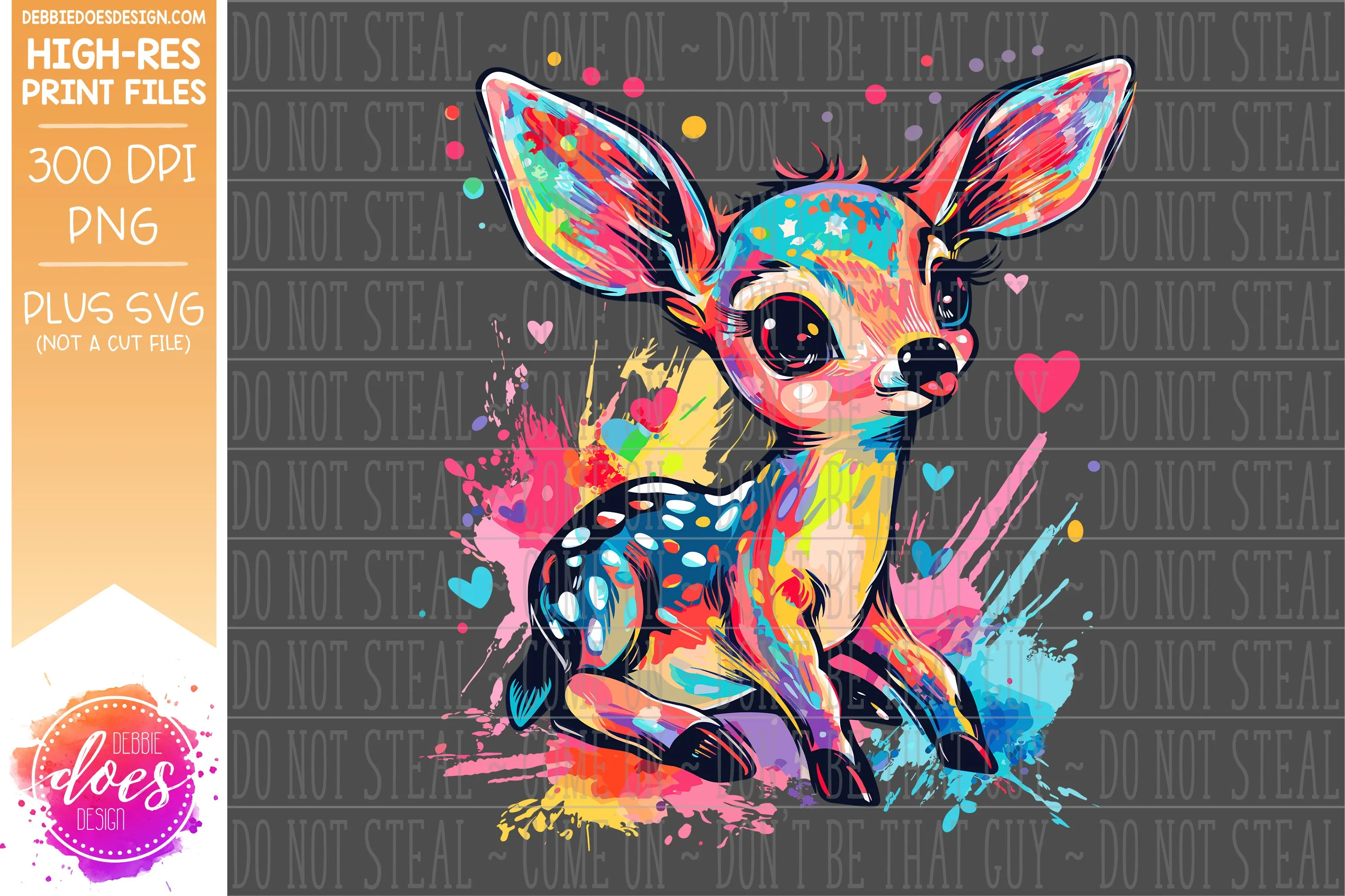 Valentine Doodle Animals - Baby Deer 2 - Design Element