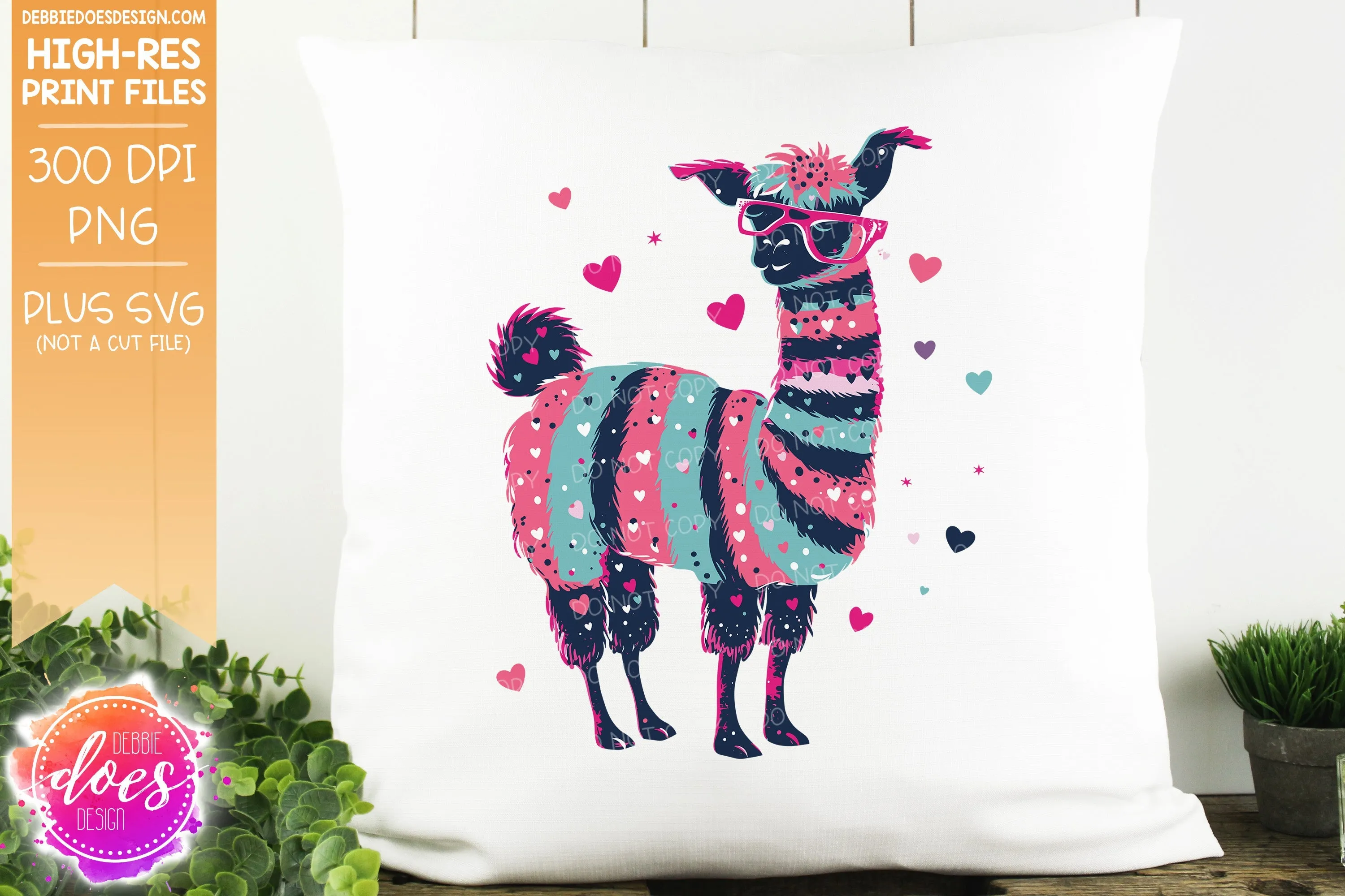 Valentine Doodle Animals - Llama 1 - Design Element
