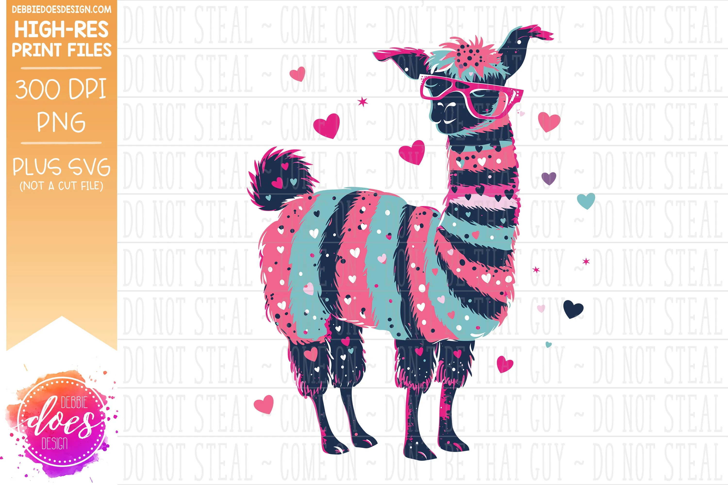 Valentine Doodle Animals - Llama 1 - Design Element