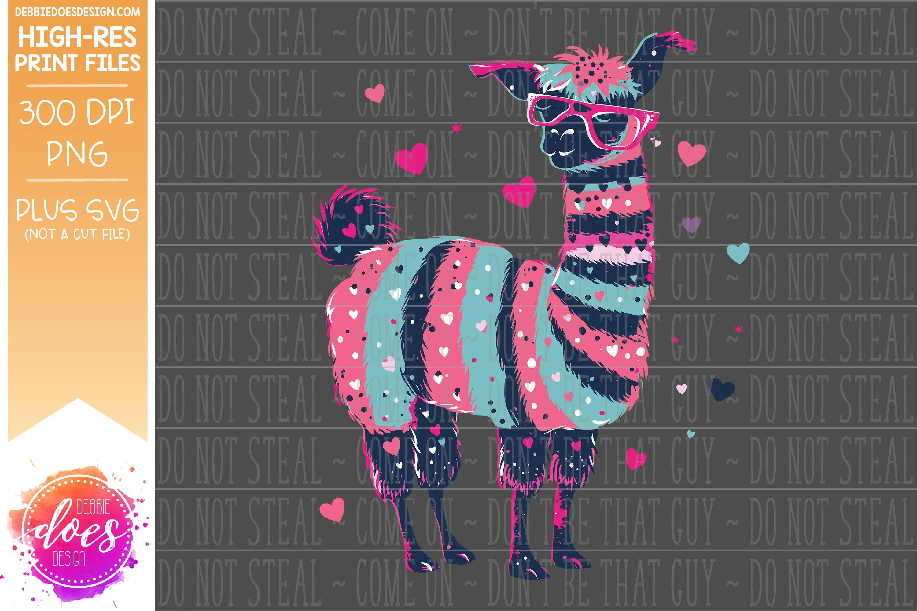 Valentine Doodle Animals - Llama 1 - Design Element