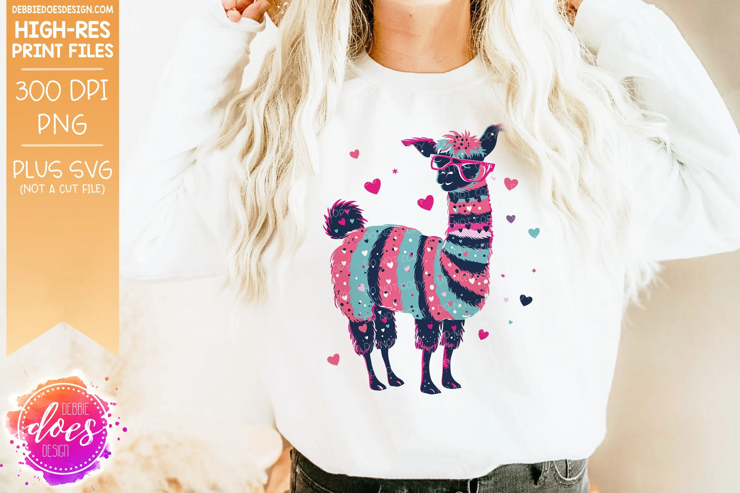 Valentine Doodle Animals - Llama 1 - Design Element