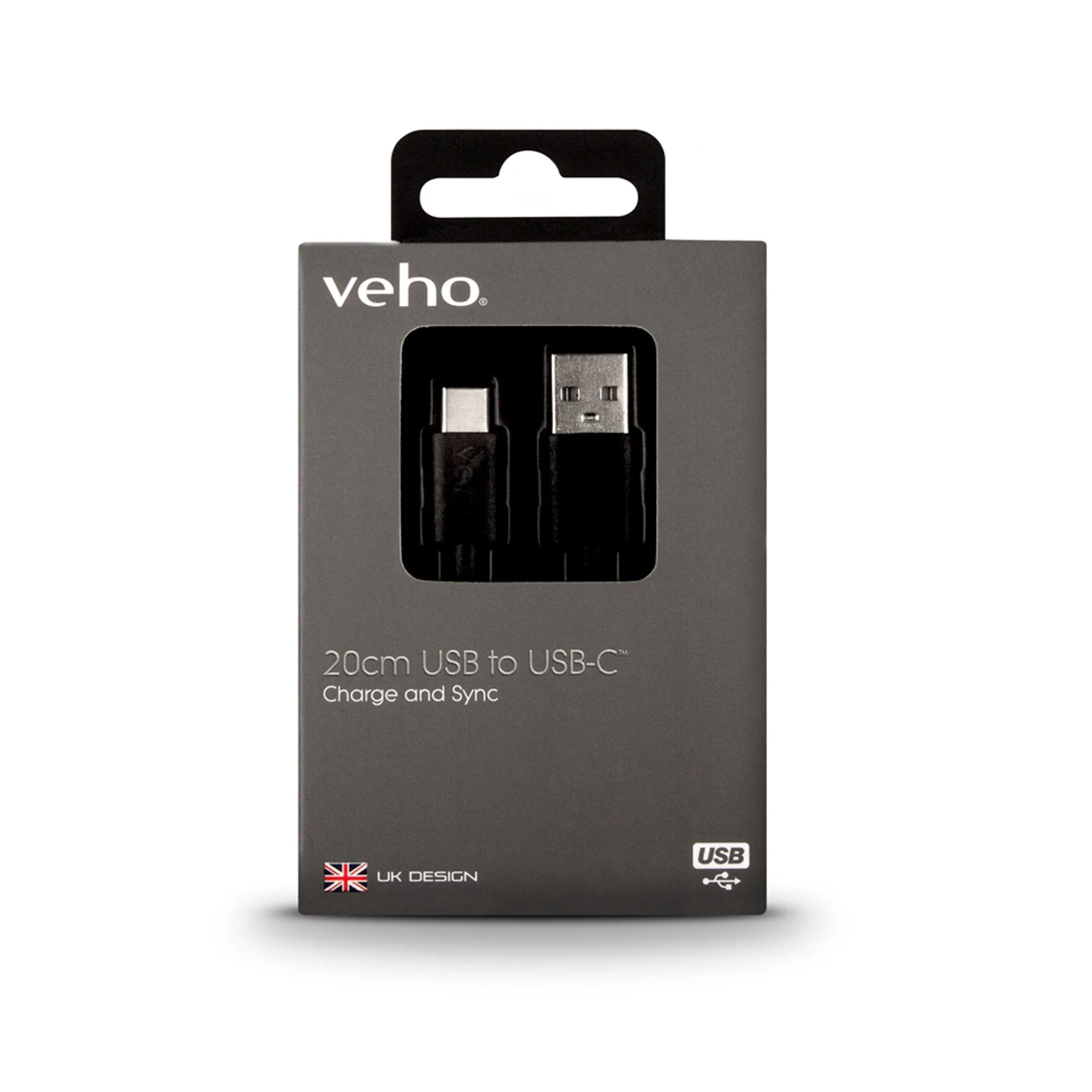 Veho Pebble USB-A to USB-C™ Universal Charge and Sync 0.2m/0.7ft Cable