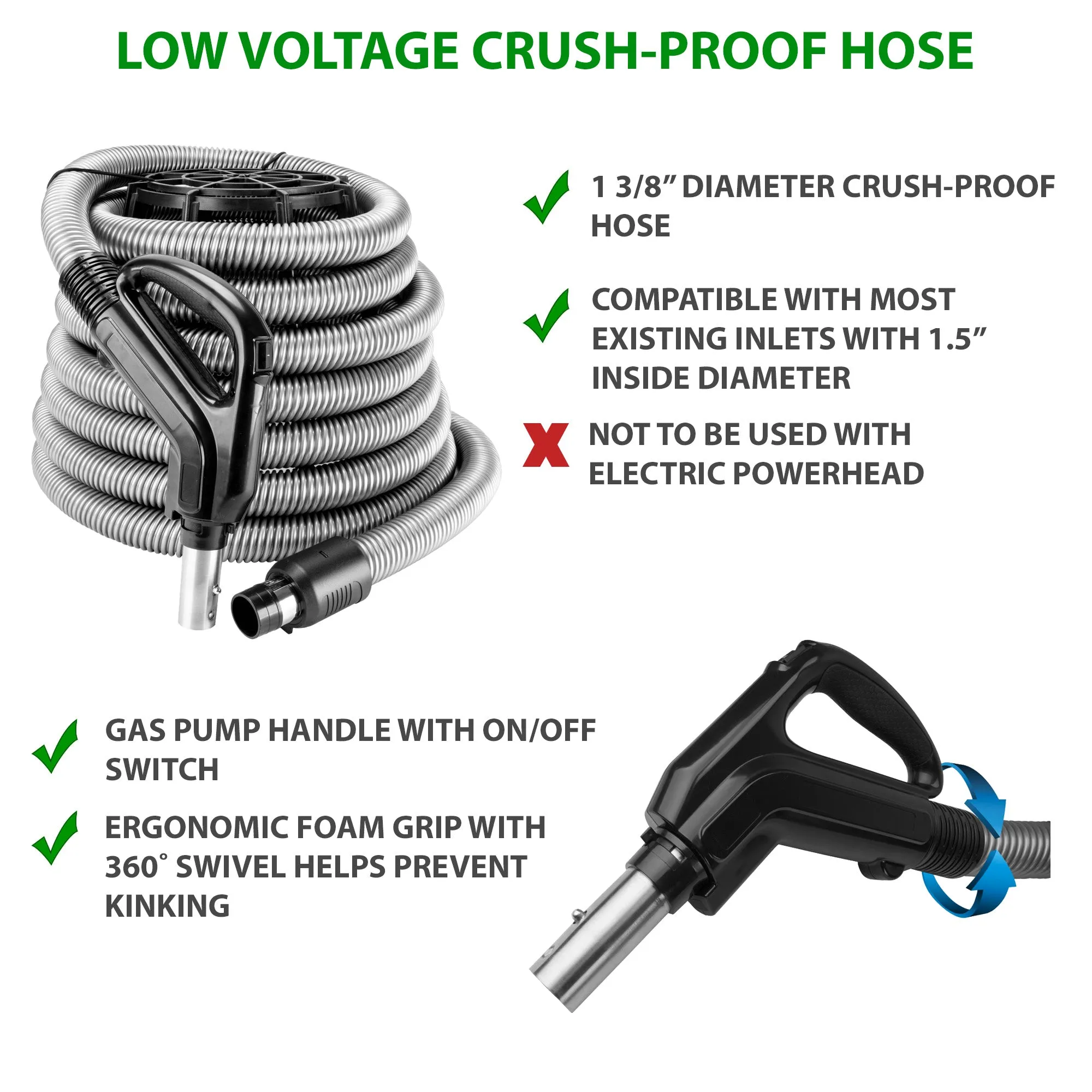 VPC Central Vacuum Accessory Kit with Telescopic Wand and Deluxe Tool Set